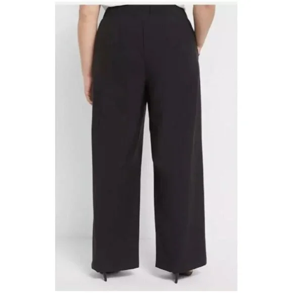 Lane Bryant Wide Leg On The Go Mid Rise Draped Trouser Pants Black Size … - Picture 2 of 12